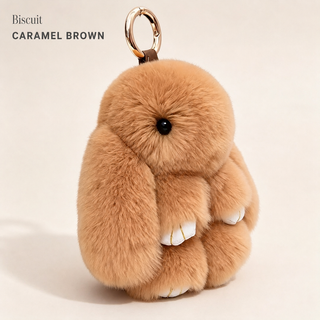 Bunny Lulu Rex Fur Key Chain Gift Set with Vintage Tin or Drawstring Bag