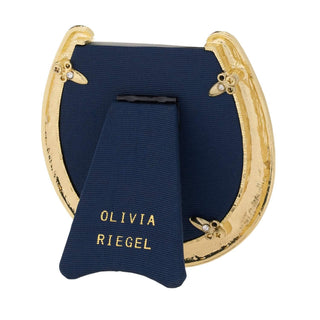 Horseshoe Picture Frame with Capri Blue Crystals, Gold