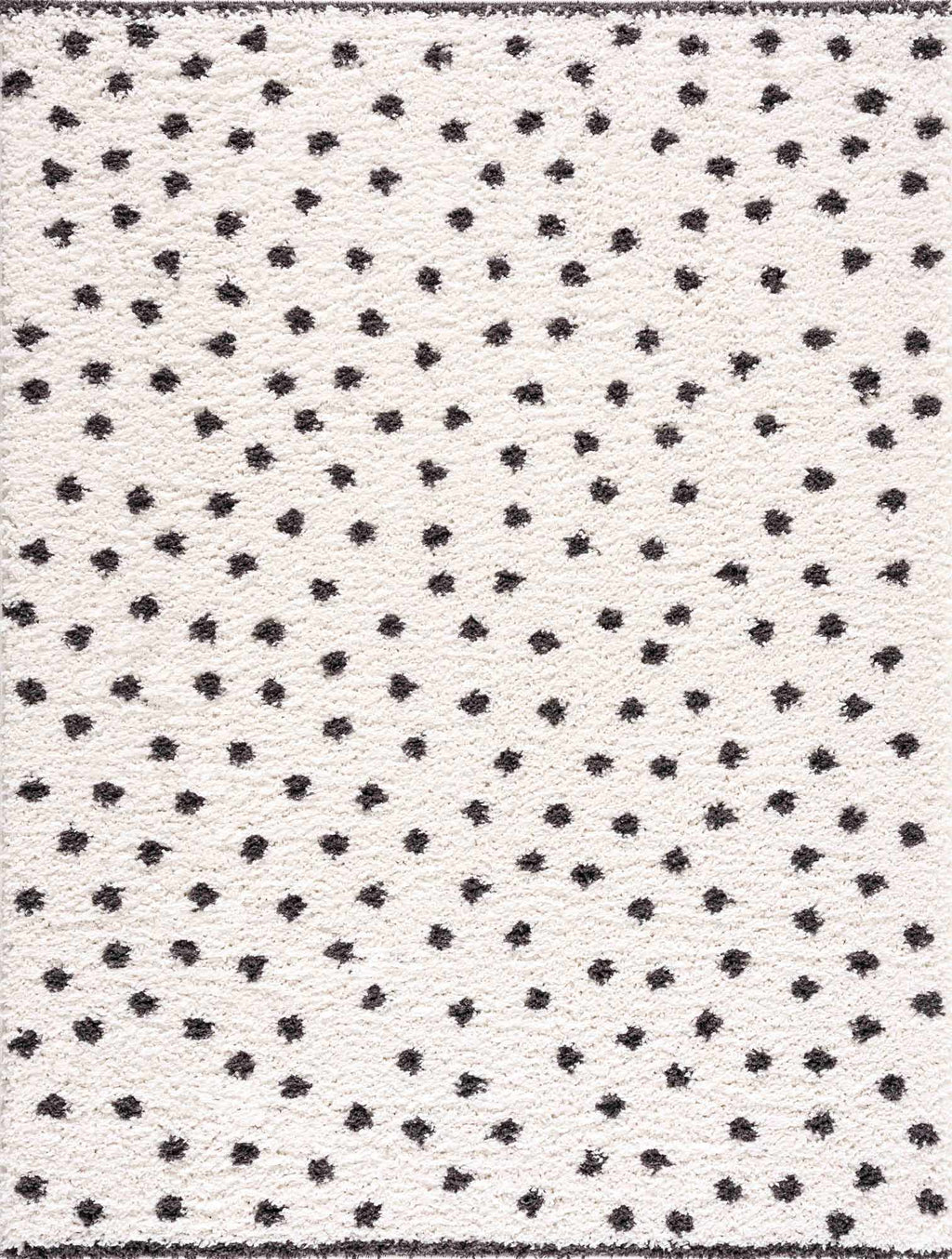Chaia Dotted Black White Plush Rug – Modern Patterned Living Room Rug