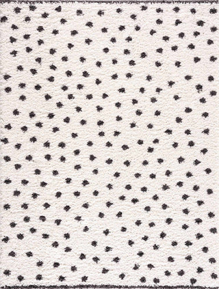 Chaia Dotted Black White Plush Rug – Modern Patterned Living Room Rug