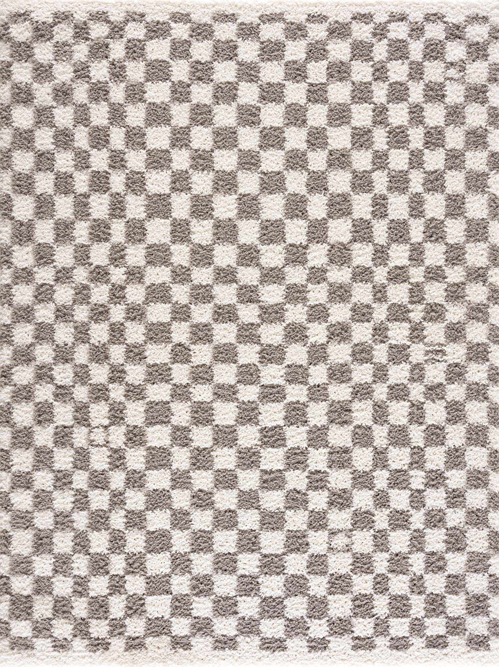 Kieu Taupe Checkered Plush Rug – Soft Modern Area Carpet for Living Room