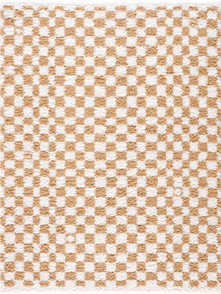 Kieu Mustard Ivory Checkered Area Rug – Modern Patterned Floor Carpet