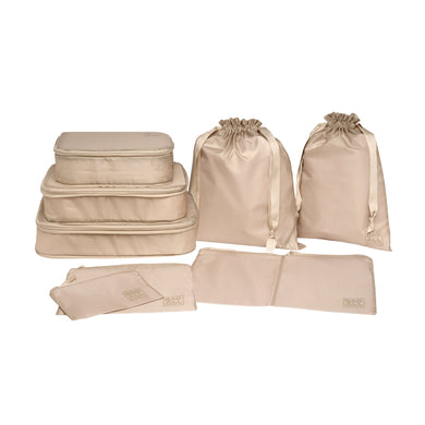 Compression Packing Cubes & Packing Bags – Recycled Nylon – 8-pack – Taupe