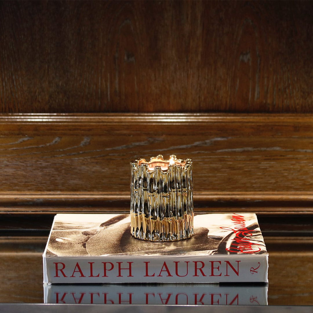 Gold Sagano Candle – Elegant Bamboo Scented Candle in Gold Jar