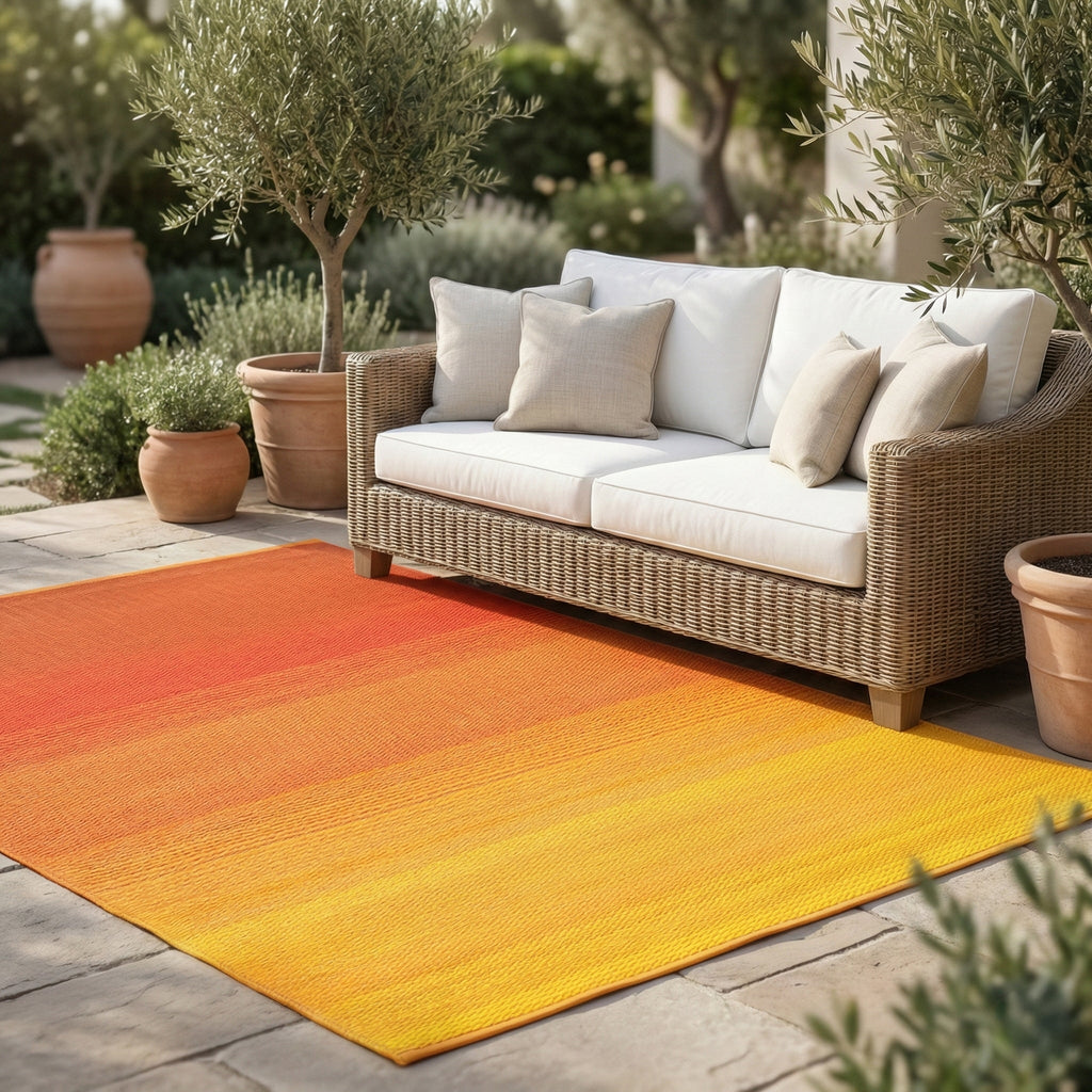 Big Sur Sunset Ombre Reversible Outdoor Patio Rug