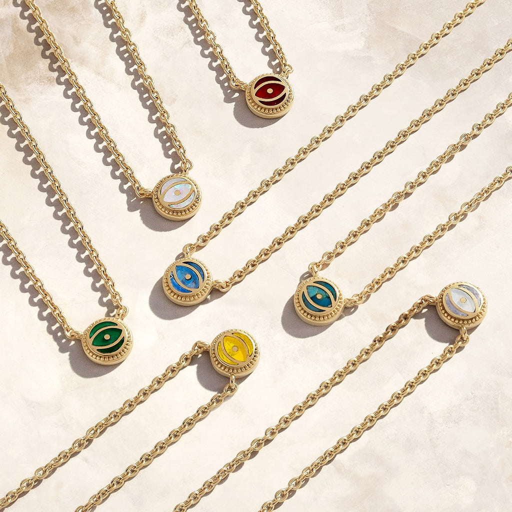Moonstone Evil Eye Gold Necklace – Celestial Shield