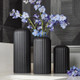 Black Ceramic Vases – Set of 3 | Modern Ribbed Matte Finish Decorative Vase Trio