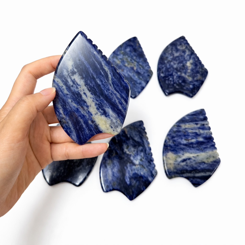 Blue Sodalite Gua Sha Set – Facial Sculpting & Massage Tools