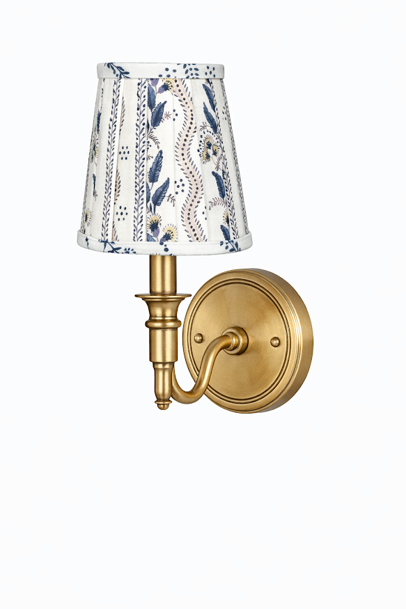Blue Trellis Sconce Shade | Elegant Floral Clip-On Lamp Shade