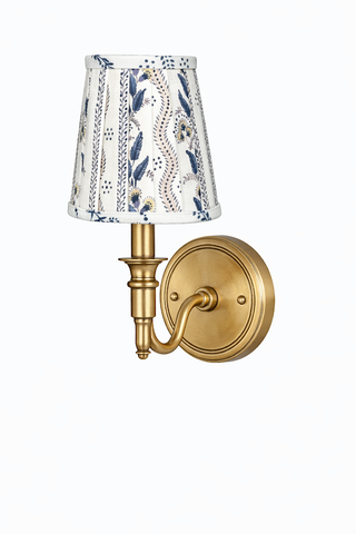 Blue Trellis Sconce Shade | Elegant Floral Clip-On Lamp Shade