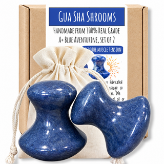 Blue Aventurine Gua Sha Mushroom Set – Facial Sculpting & Body Massage Tools
