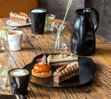 Extra Large Ceramic Board Plates – Set of 2 in Black Matte, White Gloss, or Platinum Glaze | Organic Shape