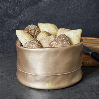 Ben Leather Bread Basket — Full Grain Leather with Cotton Lining, Multiple Colors Available