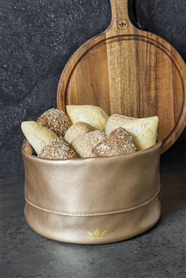 Ben Leather Bread Basket — Full Grain Leather with Cotton Lining, Multiple Colors Available
