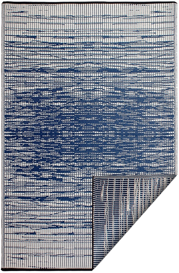 Brooklyn Blue Abstract Reversible Outdoor Patio Rug