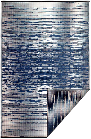 Brooklyn Blue Abstract Reversible Outdoor Patio Rug