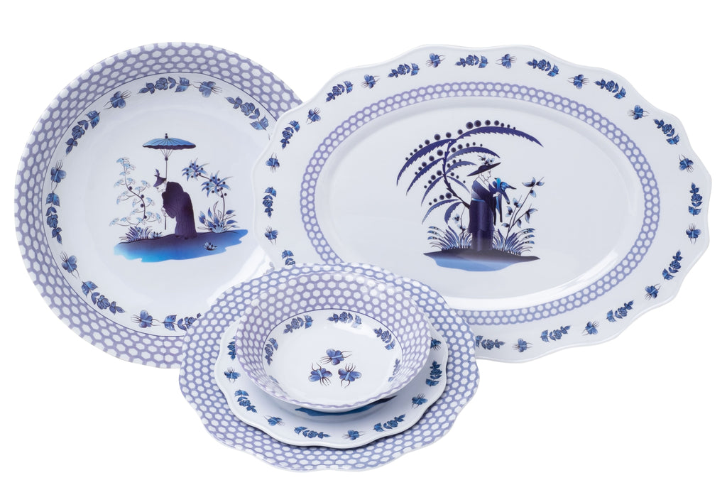 Blue & White Figurine Melamine Dinnerware Collection