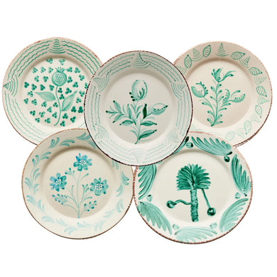Casa Nuno Dinner Plate Group, Blue/White, Green/White & Pink White - Assorted Set/10