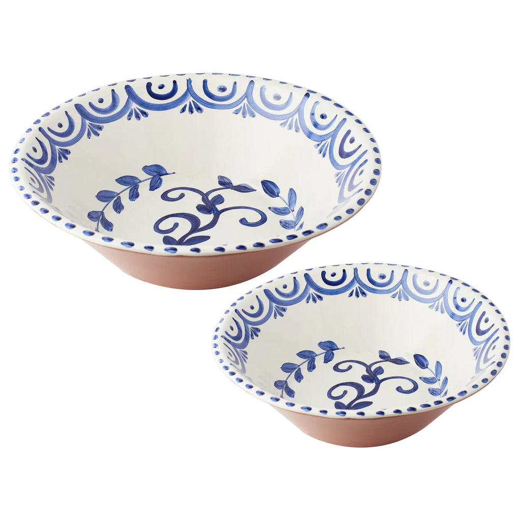 Casa Nuno Bowls, Pink/White, Blue/White & Green/White, Two Sizes