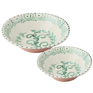 Casa Nuno Bowls, Pink/White, Blue/White & Green/White, Two Sizes