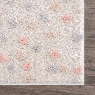 Cansu Pink Cream Dotted Area Rug – Stylish Washable Soft Carpet