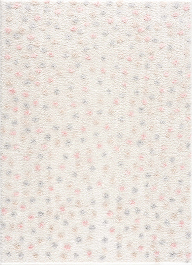 Cansu Pink Cream Dotted Area Rug – Stylish Washable Soft Carpet