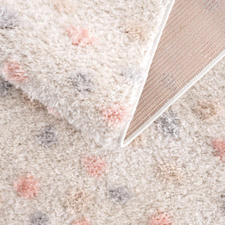 Cansu Pink Cream Dotted Area Rug – Stylish Washable Soft Carpet