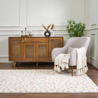 Cansu Pink Cream Dotted Area Rug – Stylish Washable Soft Carpet