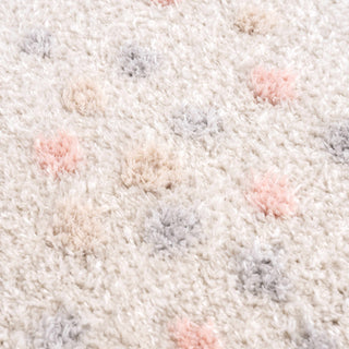 Cansu Pink Cream Dotted Area Rug – Stylish Washable Soft Carpet
