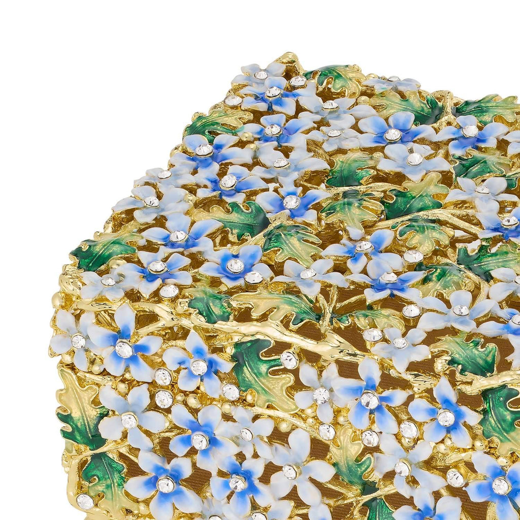 Daphne Blue & Green Enamel Floral Keepsake Box