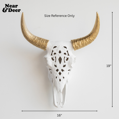 Artisan-Carved Faux Cow Skull Wall Decor