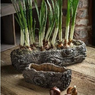 Cement Log Planter with Realistic Wood Texture