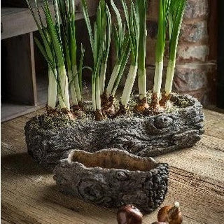 Cement Log Planter with Realistic Wood Texture