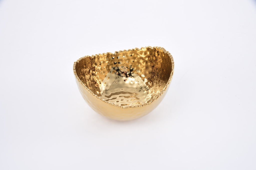 Large, Medium & Small Oval Serving Bowls — Golden Millennium Collection | Titanium-Finished Porcelain, Dishwasher & Oven Safe