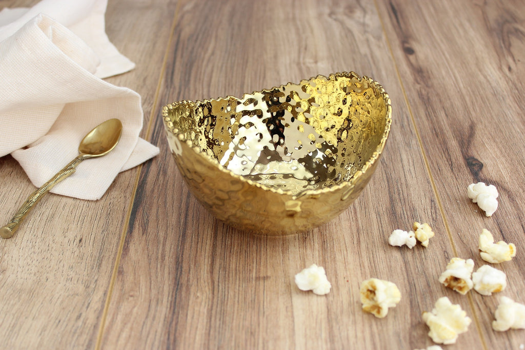 Large, Medium & Small Oval Serving Bowls — Golden Millennium Collection | Titanium-Finished Porcelain, Dishwasher & Oven Safe