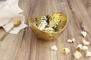 Large, Medium & Small Oval Serving Bowls — Golden Millennium Collection | Titanium-Finished Porcelain, Dishwasher & Oven Safe