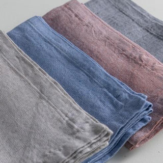 COSTA NOVA – Casafina Emilia 50% Linen 50% Cotton Napkin, Blueberry/Latte/Seed Grey – Premium Table Linen