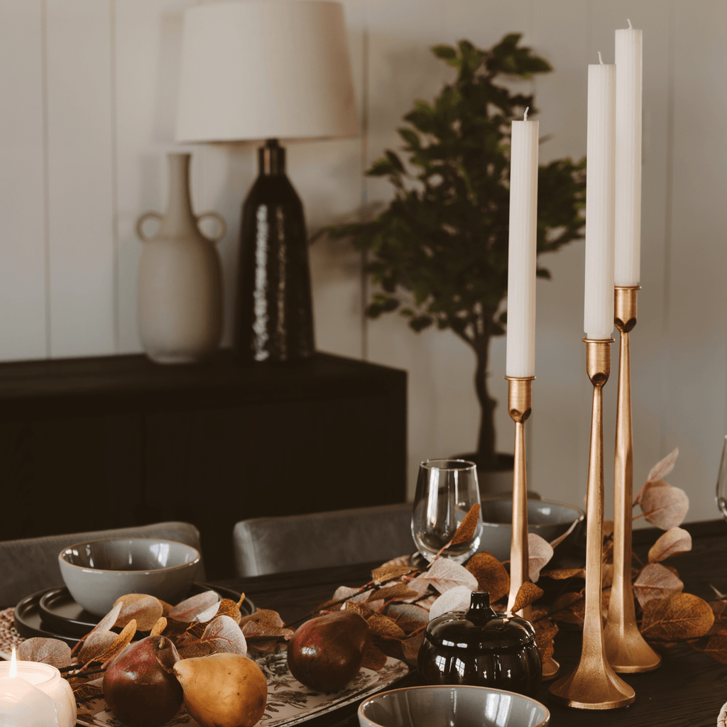 Gold Cast Iron Taper Candle Holders