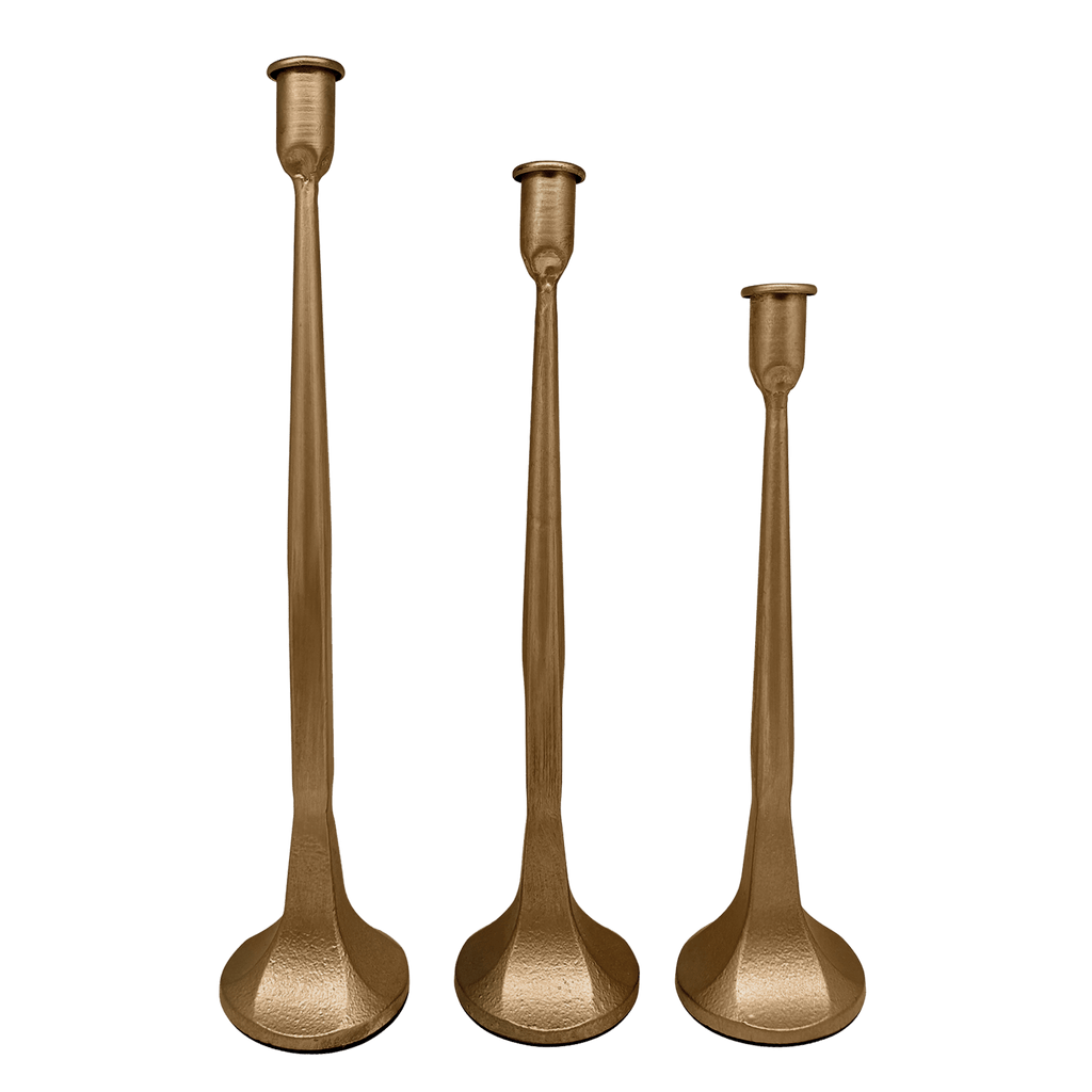 Gold Cast Iron Taper Candle Holders