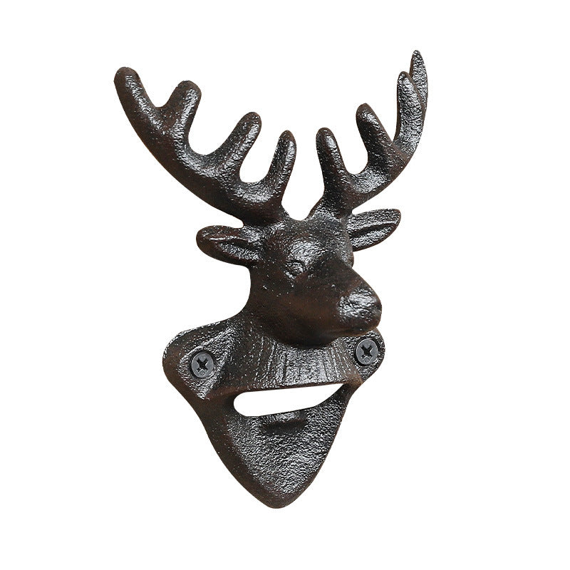 Wall-Mounted Cast Iron Deer Head Bottle Opener
