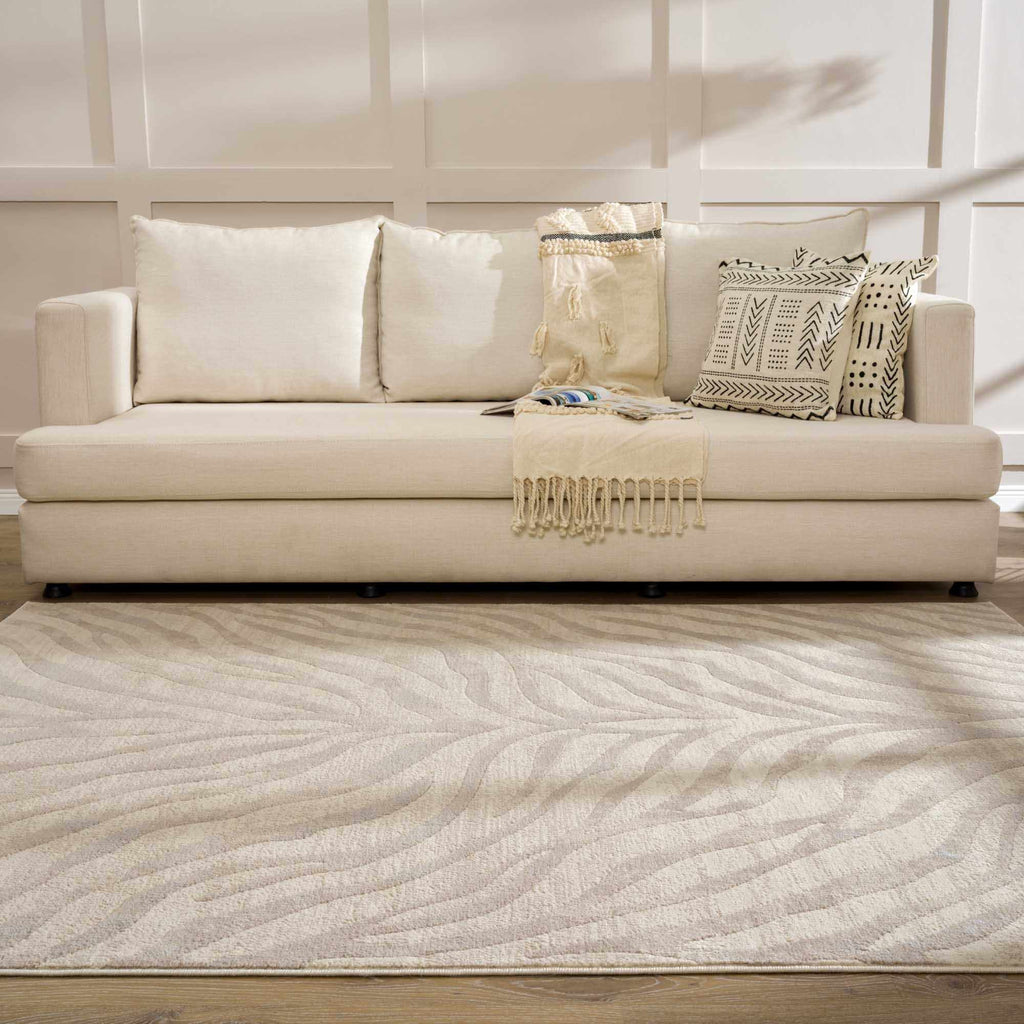 Beige Manteca Zebra Print Area Rug – Stylish Animal Print Living Room Carpet
