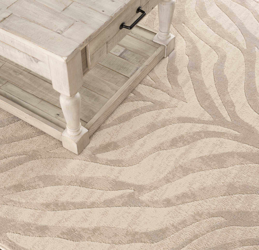 Beige Manteca Zebra Print Area Rug – Stylish Animal Print Living Room Carpet
