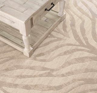 Beige Manteca Zebra Print Area Rug – Stylish Animal Print Living Room Carpet