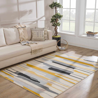 Southfields Mustard Modern Rug – Bold Contemporary Area Carpet