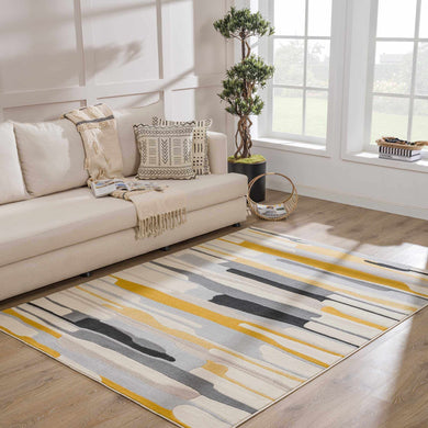 Southfields Mustard Modern Rug – Bold Contemporary Area Carpet