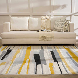 Southfields Mustard Modern Rug – Bold Contemporary Area Carpet