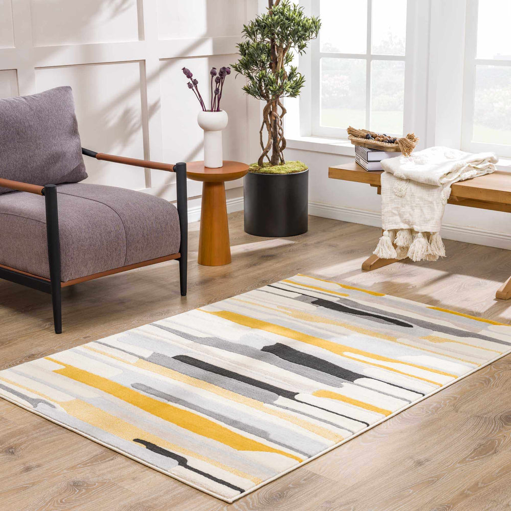 Southfields Mustard Modern Rug – Bold Contemporary Area Carpet