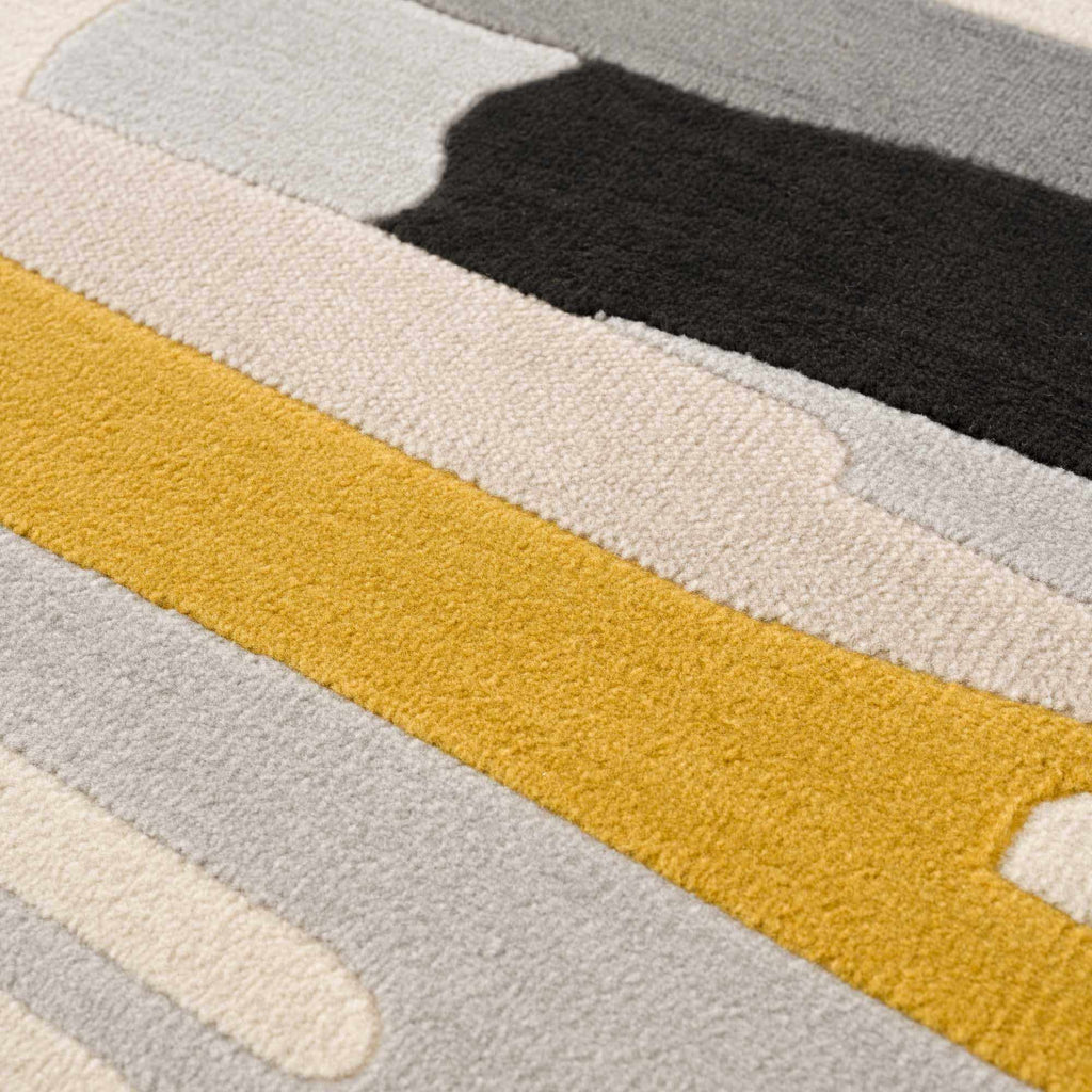 Southfields Mustard Modern Rug – Bold Contemporary Area Carpet