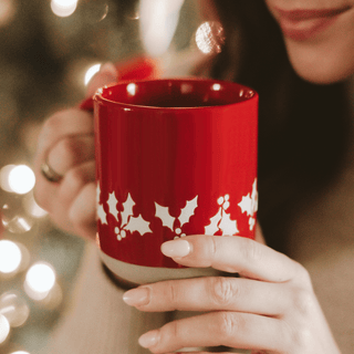 Holly 14 oz Red Stoneware Coffee Mug
