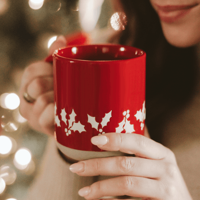 Holly 14 oz Red Stoneware Coffee Mug